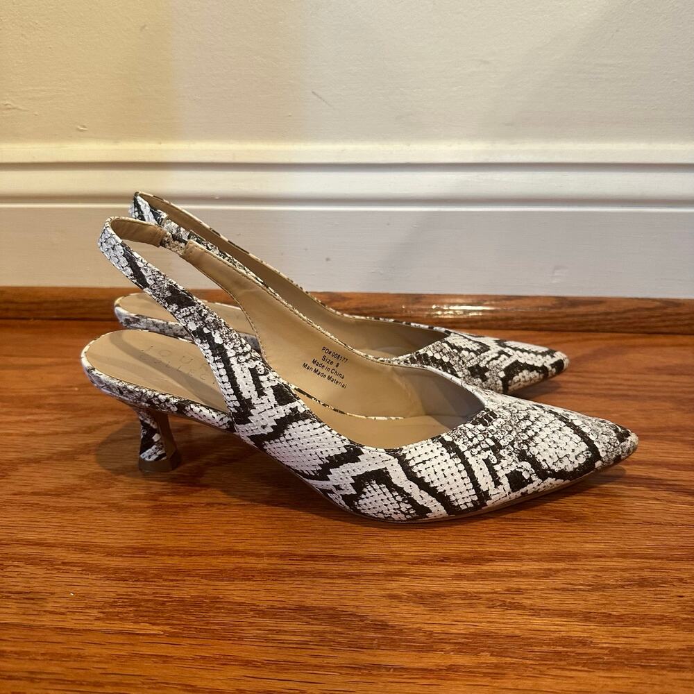 Journee Collection Snake Print Slingback Kitten Heels Pointed Toe Size 8